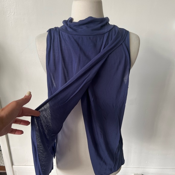 French Connection Split Back Navy Blue Top - Picture 6 of 8